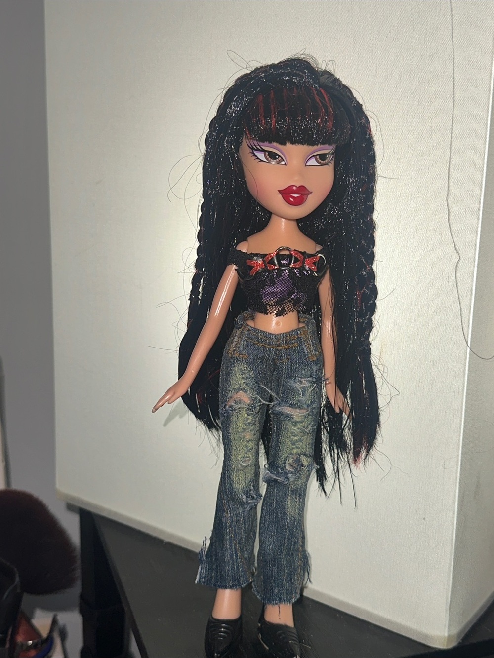 Bratz Doll Black Red Hair Redressed